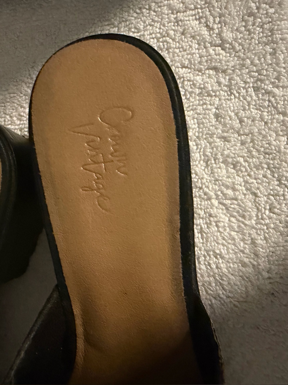 Crown Vintage Black Slide Mule with Tan Insole